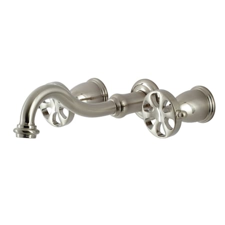 Kingston Brass KS3128RX Two-Handle Wall Mount Bathroom Faucet, Brushed Nickel KS3128RX